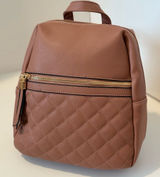 Quilted Pink Gold Mini Backpack Convertible Crossbody Straps Pockets Y2K Photo 0