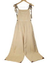 ASOS DESIGN Wide Leg Tie Strap Jumpsuit Tall Beige Cotton‎ Women's Size 0 Photo 0