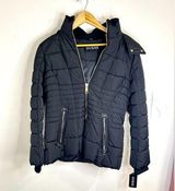 Guess Women’s Medium Black Quilted Puffer Jacket Warm Stylish Hooded Winter Coat Photo 0