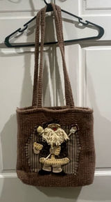 Brown Brushed Felt Santa Purse Appliquéd Holiday Boho Christmas Unbranded Photo 0