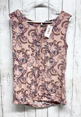 Bonita‎ Shirt Women Sz 38 Pale Pink Paisley Pattern Round Neck Sleeveless Blouse Photo 0
