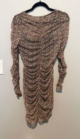 Abercrombie & Fitch Floral Mesh Ruched Long Sleeve Mini Bodycon Dress Brown M Photo 0