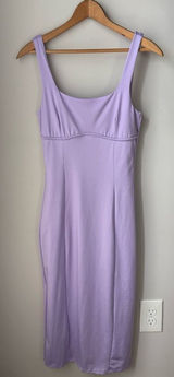 Gaze Lilac Purple Contour Midi Bodycon Dress Square Neck Y2K Photo 0