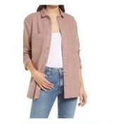 Madewell oversized ex-boyfriend cotton flannel M Oversized Staple Neutral Photo 0