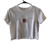 John Galt White Los Angeles Cropped Short Sleeve Tee Women Sz XS Photo 0