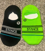 Stance No Show Socks 2 Pack Black Neon Green Striped‎ Low Cut Medium NWOT Photo 0