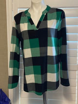 Plaid Green and Black Women's Blouse Photo 0