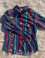 Vintage Roper Western Aztec Floral Button Down Shirt Large Photo 0
