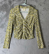 Maeve Anthropologie Abstract Geo Print Ruched Retro Mod Art‎ Teacher Eclectic SM Photo 0