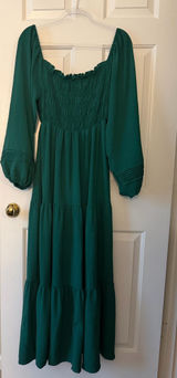 She & Sky Dress Green Smock Photo 0