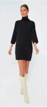 Pomander Place Noir Vivianne Black Turtleneck Knit Dress Tunic‎ Shimmer Small Photo 0