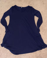 Women's V-Neck Long Sleeve Navy Dress Size: L Photo 0