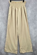 Cream Tan Smock High Rise Wide Leg Pocket Flowy‎ Boho Dress Pants Plus 2XL Photo 0