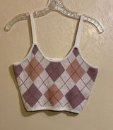 Altar’d State Argyle Knit cropped tank sz XS Photo 0