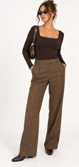 Brooks Brothers 346 Y2K Womens Brown Pinstripe 100% Wool Dress Pants Size 10 Photo 0