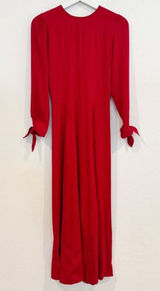 Reformation Puff Sleeve Midi Dress Size 0 Jewel Neck Flowy Office‎ Siren Elegan Photo 0