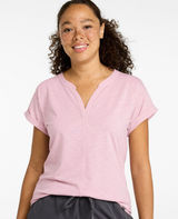🩷 L.L. Bean Women Medium Streamside Tee Short-Sleeve Splitneck Dusty Rose Casual Photo 0