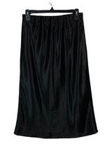 Heartloom Black Satin‎ Midi Skirt Elastic Waist Minimalist Chic Trendy Small Photo 0