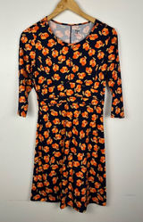 Title‎ Nine Dream 3/4 Sleeve Orange Floral Athletic Mini Dress Women’s Sz S Photo 0