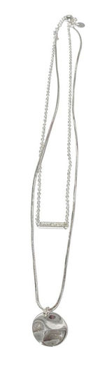 925 Sterling Silver Circle Lucky Bar‎ Layered Necklace Jewelry Photo 0