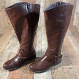 Style & Co Elenorr Brown Knee High Riding Boots Women's 8M Wide Calf Buckle Photo 0