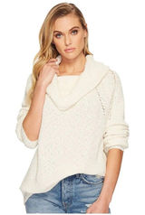 Free People Cream Ivory By Your Side Cowl Neck Sweater Oversized Women’s Large Photo 0