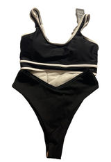 Black Sporty Two-Piece Swimsuit Set Athletic Beachwear‎ A-311 Photo 0