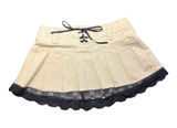 EDIKTED Cream Pleated Mini Skirt with Black Lace Trim Photo 0