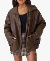 Automet women’s oversized faux leather jacket Photo 0