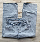 H&M baggy wide leg loose fit mid rise button fly light wash denim jeans 12 Photo 0