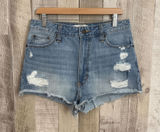 Abercrombie & Fitch Women's Size 2 W26 Distressed Denim Cutoff Short High Rise Photo 0
