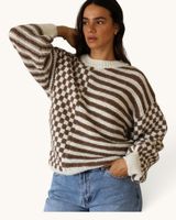 Blu Pepper Mocha Mixed Checker Sweater, Size M, MSRP $64 Photo 0