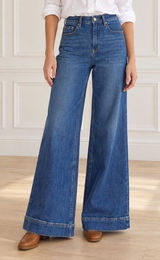 Maeve Anthropologie Jada Jeans Sz 28 Blue High Rise Wide Leg Trouser Flare Denim Photo 0