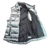Athleta Womens Metallic Silver Down Puffer Vest Mock Neck Chevron Quilt Size M Photo 0