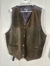 Shebang Brown Leather Vest Size 2X EUC Photo 0