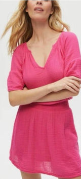 NWT Michael Stars‎ $168 Katelyn Mini Dress WildBerry Gauze Smocked Cotton Size S Photo 0