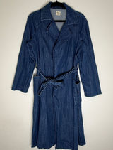 Gap 1969 Womens Medium Wash Denim Trench Coat Belted Frayed Hem Size M Y2K Photo 0