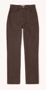 A&F Ultra High Rise 90s Straight Jean in Brown - 26S Curve Love Photo 0