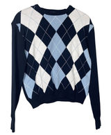 Brandy Melville Blue White Argyle Bernadette‎ Sweater Preppy Y2K Academia 90s Photo 0