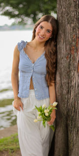 Brandy Melville Blue Gingham Top Photo 0