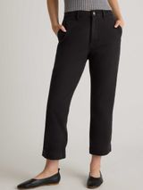 Quince Organic Stretch Cotton Twill Straight Leg Cropped Pants Black Size‎ 2 Photo 0