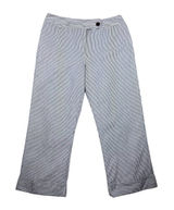 Pendleton Gray and White Seersucker Straight Leg Trousers Size 10 Cuffed Stripes Photo 0