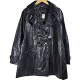 Nasty Gal Collection Black Faux Leather Longline Trench Coat Jacket Women's‎ M Photo 0