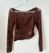 SHEIN Lace Long Sleeve Top - Brown Photo 0