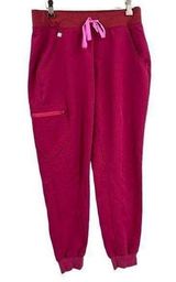 Figs Zamora Scrub Pants Dark Pink Drawstring Jogger Style Cargo Pocket Small Photo 0