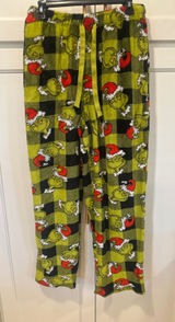 Dr Seuss The Grinch Christmas Pajama Pants Green Plaid Fleece M holiday cozy Photo 0