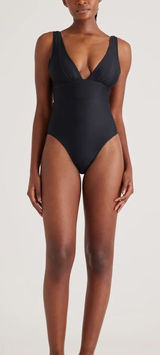 NWT Quince Black Italian Plunge One-Piece Swimsuit Size XS Photo 0