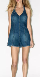 Zara TRF‎ HALTER DENIM JUMPSUIT Photo 0