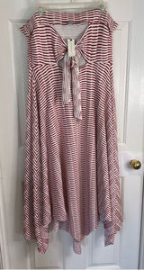 Anthropologie Maeve Caleta Handkerchief Red Stripe Strapless Dress XL New Photo 0