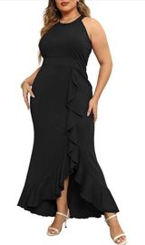 NEW Black Halter Formal Mermaid Maxi Dress 18 Photo 0